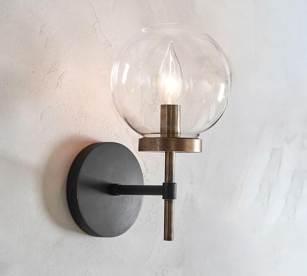 Glass shop sconce light